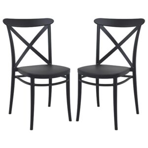 Carson Black Polypropylene And Glass Fiber Dining Chairs In Pair