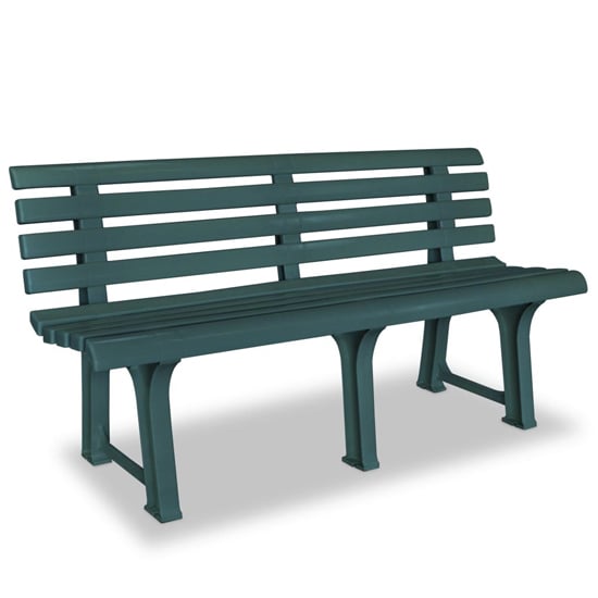 Derik Outdoor Plastic Seating Bench In Green