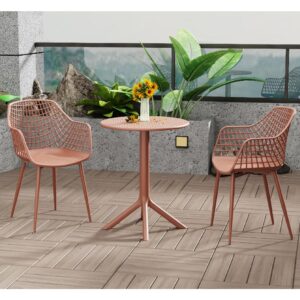 Gallipolis Metal Bistro Dining Table With 2 Chairs In Terraco