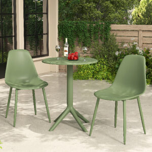 Gallipolis Plastic Bistro Dining Table With 2 Chairs In Green