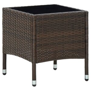 Ijaya Square Glass Top Rattan Garden Dining Table In Brown