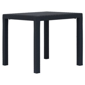 Ijaya Square Plastic Rattan Garden Dining Table In Anthracite