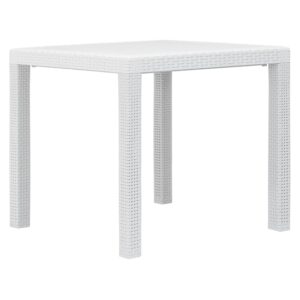 Ijaya Square Plastic Rattan Garden Dining Table In White