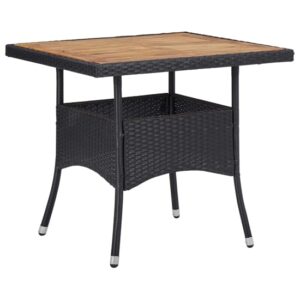 Ijaya Square Wooden Top Rattan Garden Dining Table In Black