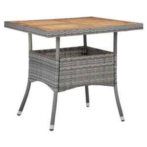 Ijaya Square Wooden Top Rattan Garden Dining Table In Grey