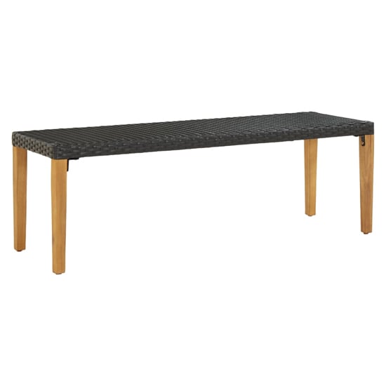 Naomi 80cm Black Poly Rattan Garden Bench With Wooden Legs