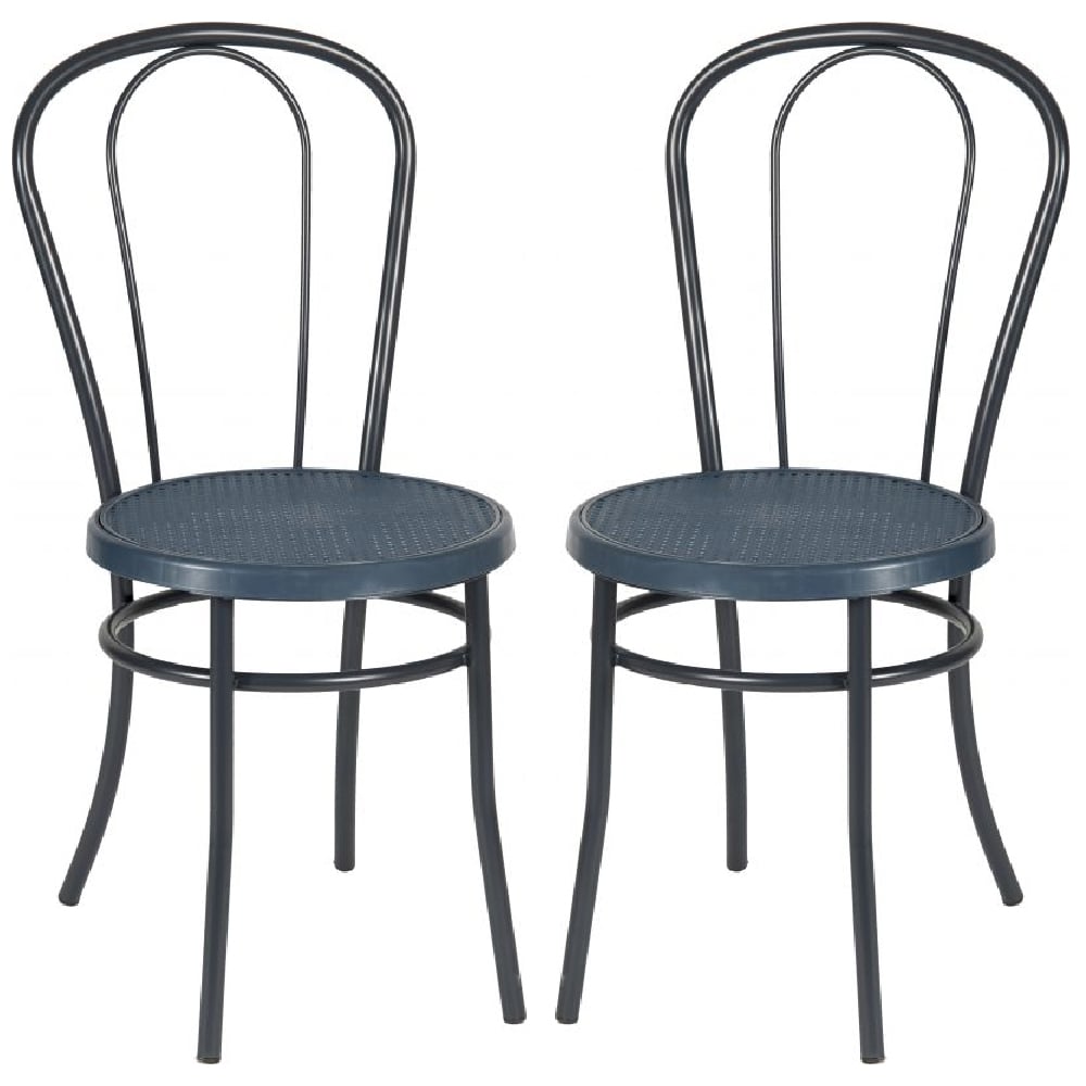 Ukiah Slate Blue Metal Bistro Chair In Pair