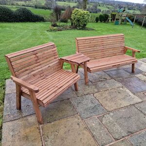 Vail Angled Tray Timber 5 Seater Bench Set In Brown