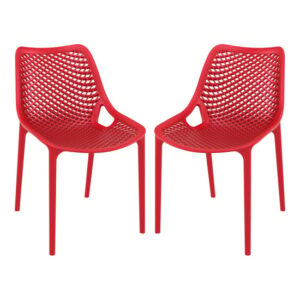 Aultas Outdoor Red Stacking Dining Chairs In Pair