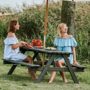 Carnation Wooden Picnic Table With Bench In Dark Grey