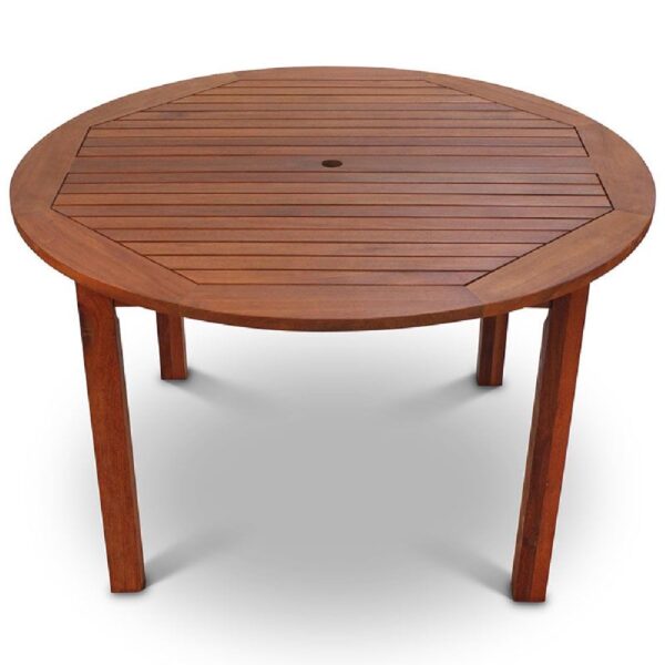 Marfa Wooden Outdoor Round Dining Table In Natural