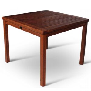 Marfa Wooden Outdoor Square Dining Table In Dark Brown