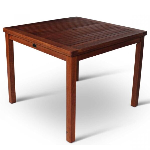 Marfa Wooden Outdoor Square Dining Table In Dark Brown